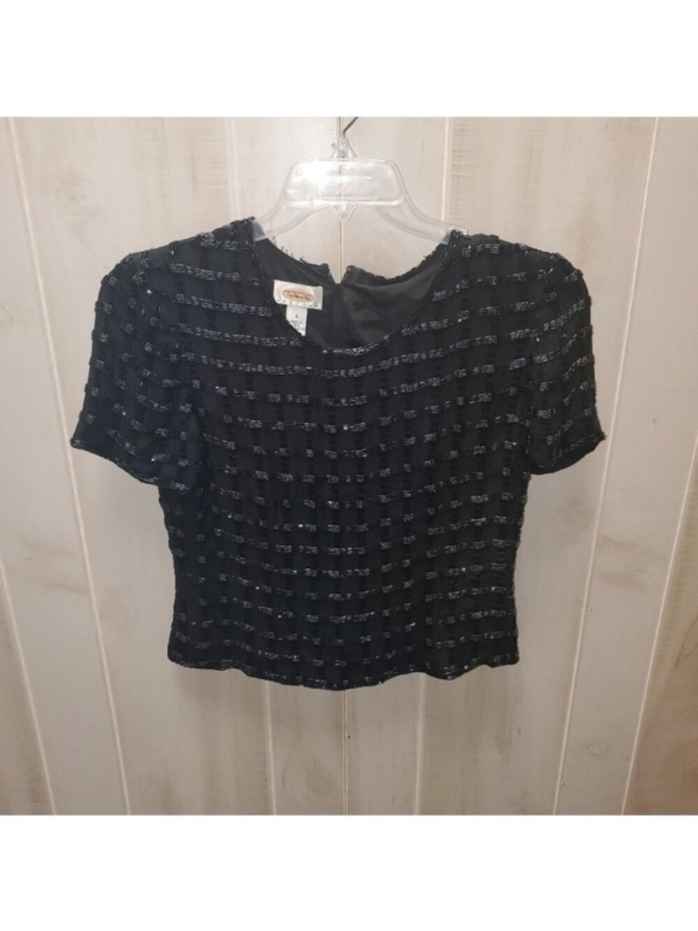Y2K Vintage Top in Fully Beaded Plaid Pattern by Talbots Size Small